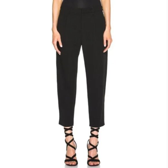 Nili Lotan Straight Leg Pleated Cropped Black Pants | Size 6 - Picture 5 of 14